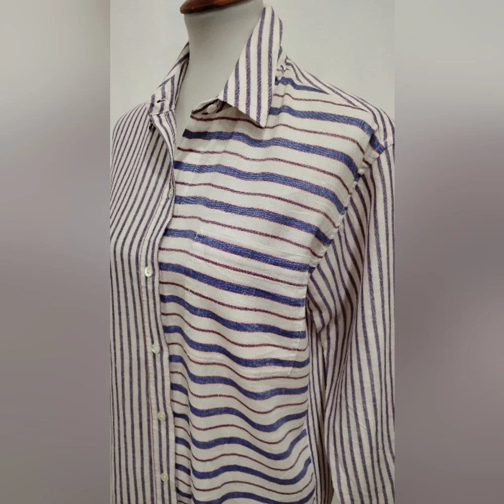 J. CREW STRIPED LINEN SHIRT DRESS
